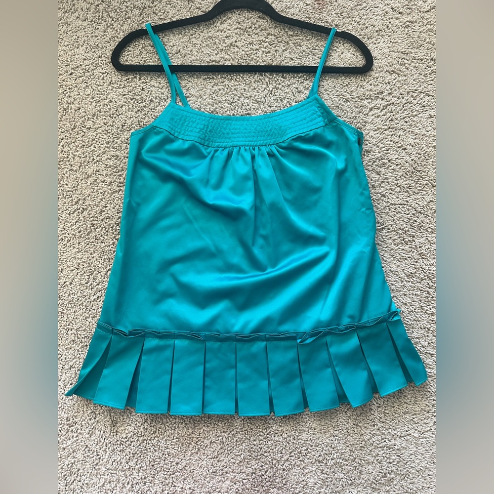 Richard Chai x Target Green Satin Ruffle Tank Top Size Small